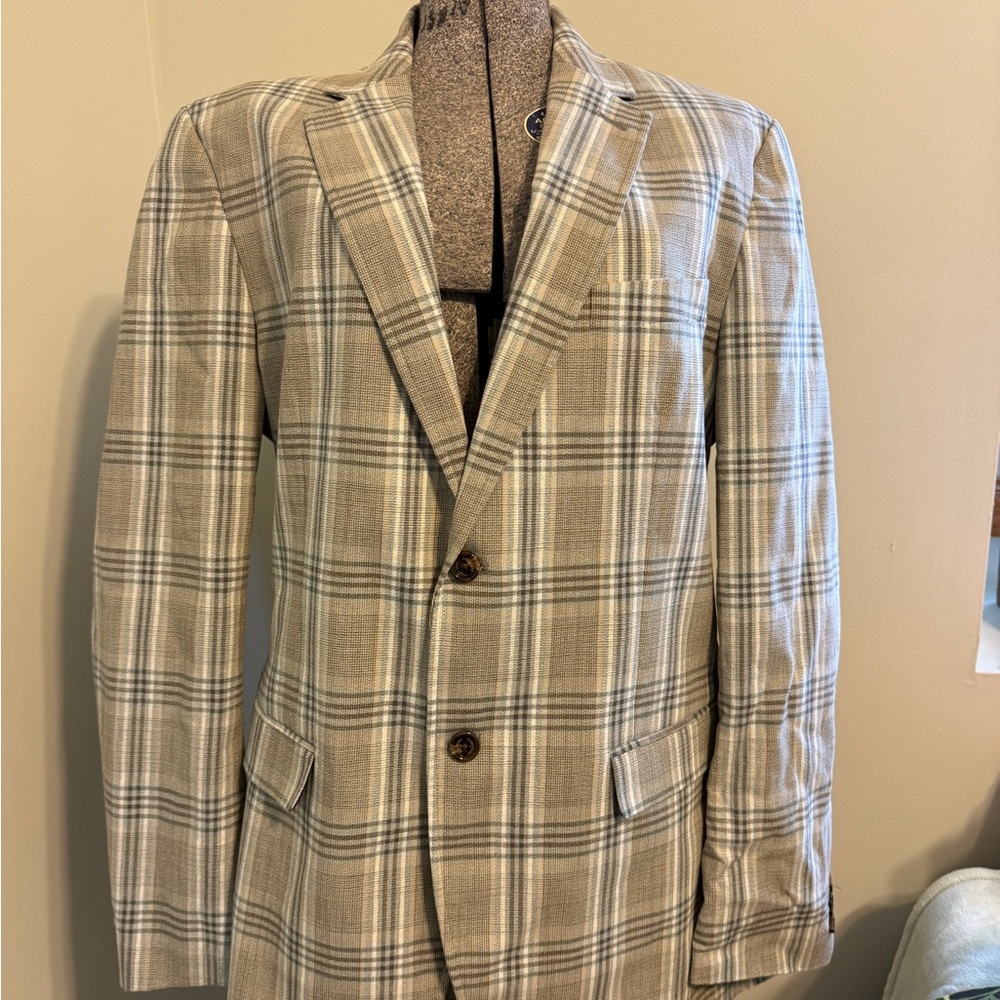 Men's Tan Plaid Blazer